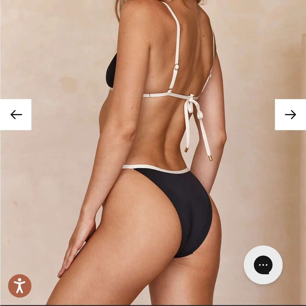 Monday Swimwear Kauai Bottom - Black/ Ivory - L matching top listed separately